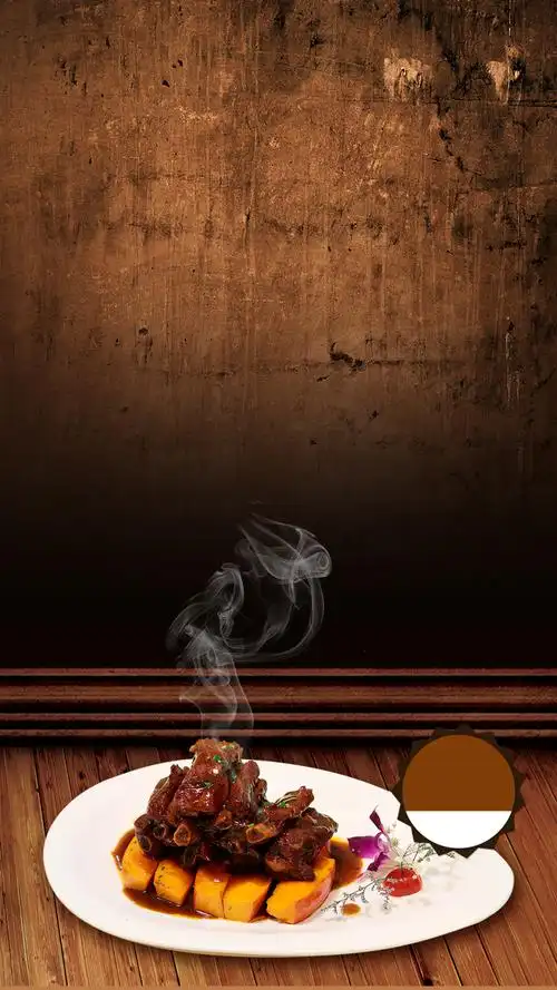 棕色质感美食摄影psd分层h5背景素材