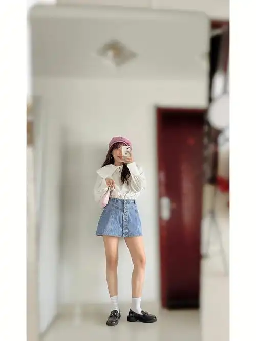 身高162体重100斤初秋白衬衫的万能穿法