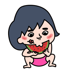 吃西瓜 可爱 搞笑 开心 踮脚 嘚瑟