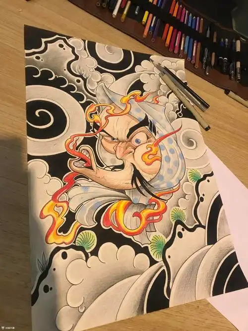 火男_纹身图案手稿图片_孙飞虎的纹身作品集