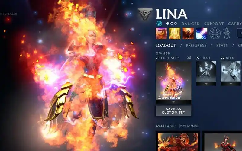 全网独家刀塔2dota2火焰之身莉娜至宝全粒子特效bug饰品,全饰品自由