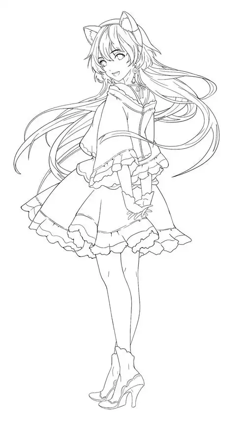 两张二次元女生!