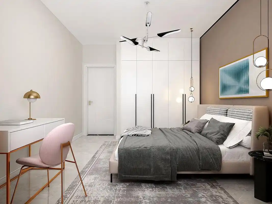 卧室应业主要求简单大方,无过多的装饰物