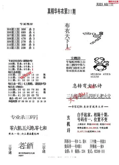 3d16311期真精华布衣天下123456