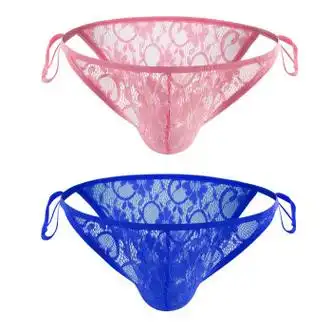 服饰内衣>内衣>男式内裤>贝普蒂>贝普蒂系带男士三角裤高叉透明镂空