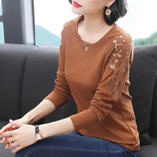 迪鲁奥diluao高档长袖t恤女打底衫洋气2021早秋款新款女装潮上衣妈妈