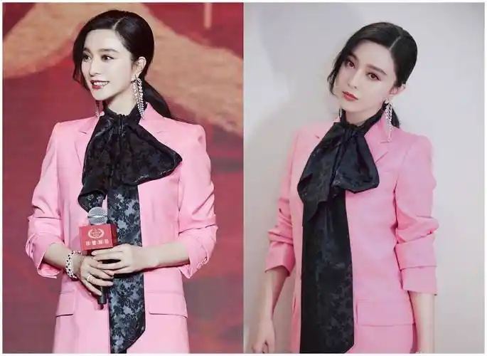 原创范冰冰粉色西装出席活动平日霸气的范爷却狂热喜欢少女粉