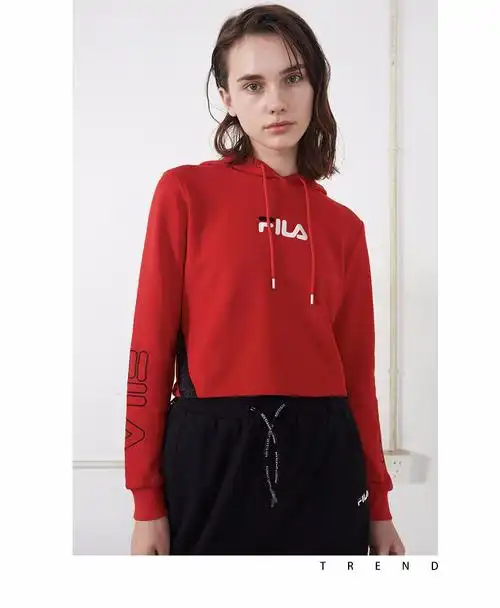 fila斐乐女装fusion系列官方女子连帽短款卫衣2019秋季新品长袖套头衫