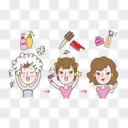矢量洗头的女人pngai人口日婴儿洗澡手绘卡通元素pngpsd一组手绘美发