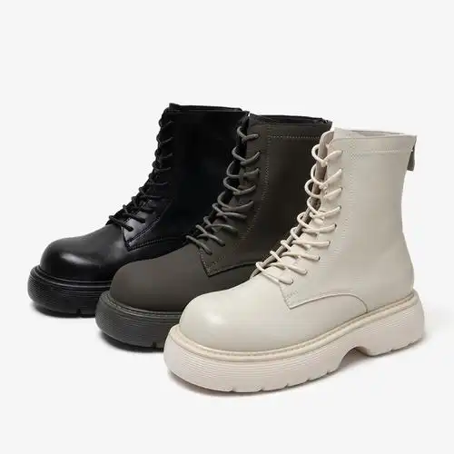 百思图2021冬季新款时尚英伦风加绒保暖厚底马丁靴女短靴id197dd1