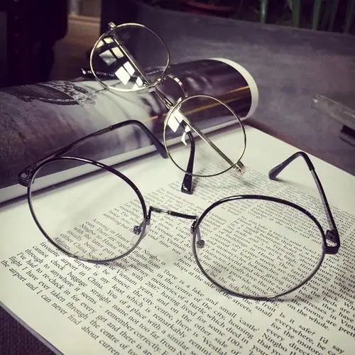 文艺韩国平光简约复古金属男女眼镜