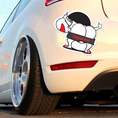 supeme车贴 趣味搞笑图形大屁股噢耶 反光贴花 机车 卡通汽车贴纸