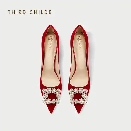 中式婚鞋女秀禾婚纱两穿2024年春季新款红色高跟鞋孕妇伴娘新娘鞋