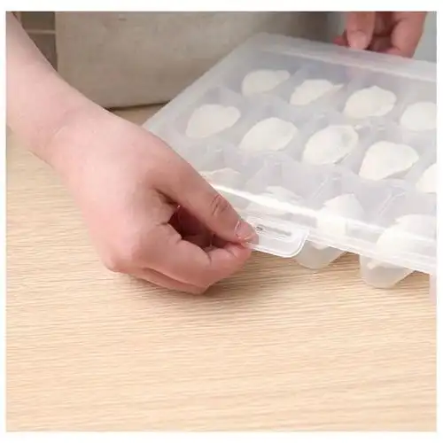 18格加厚单层饺子盒 速冻冰箱塑料保鲜盒 厨房分格收纳盒