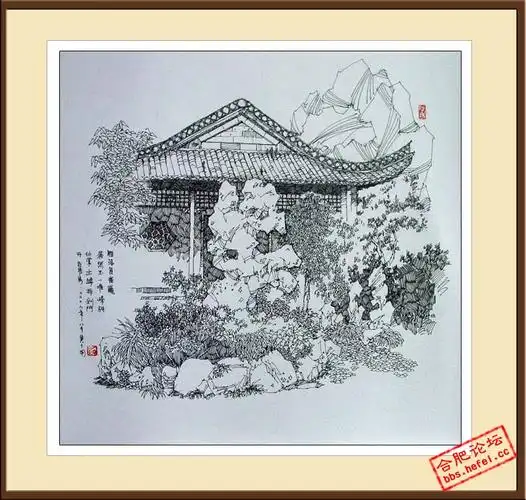 钢笔手绘 江南园林