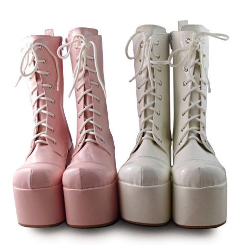 2018新款增高防滑显瘦系带中筒靴子 2003男款高跟厚底马丁靴子 女