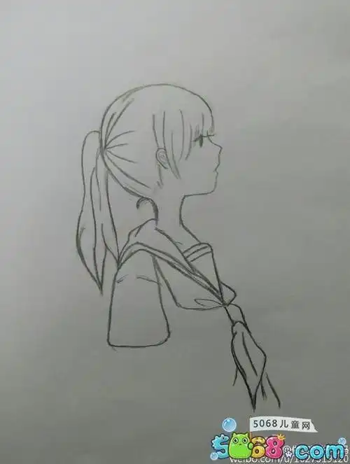 双马尾女孩背影简笔画可爱