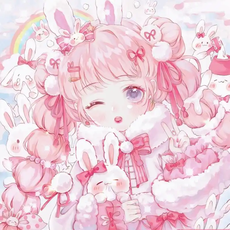 卡哇伊粉色动物小兔子闺蜜系列头像 又又又来更新可爱小兔子系列头像