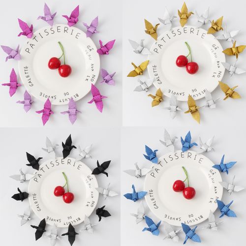 粉蓝金粉正方形折纸手工折好的千纸鹤成品520礼物生日布置装饰品