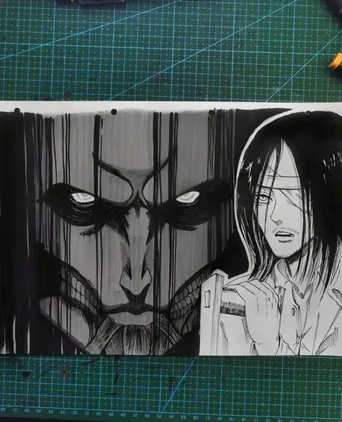 手绘进击的巨人过程