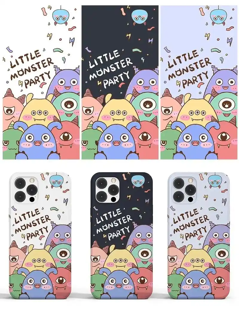 可爱搞怪风手机壳插画:小怪兽party.三个颜色,你最喜欢哪 - 抖音
