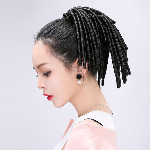 wigs2you个性女脏辫 短款嘻哈帅气马尾辫子 街舞假发发包hiphop酷