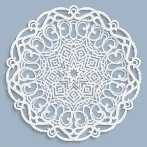 阿拉伯对称蕾丝 3d 曼荼罗,圆对称的镂空图案,花边桌巾, 装饰雪花