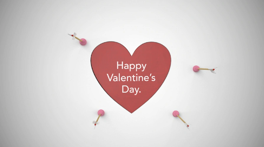 红色心形翻转爱神之箭创意投射520快乐情人节30帧特效视频-92素材网