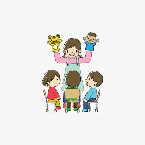 卡通跟小朋友玩的幼儿园老师素材