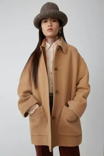 acne studios 短款茧型大衣 驼棕色 in camel brown