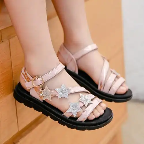 女童真皮凉鞋2021新款软底夏季罗马公主小女孩凉鞋