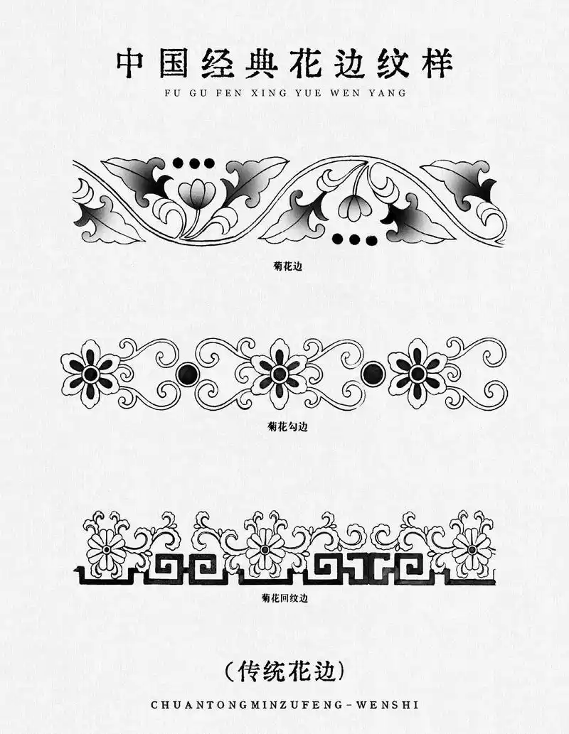 中国传统花边纹样绘制-花卉篇.#手绘 #传统文化 #国风古韵 - 抖音