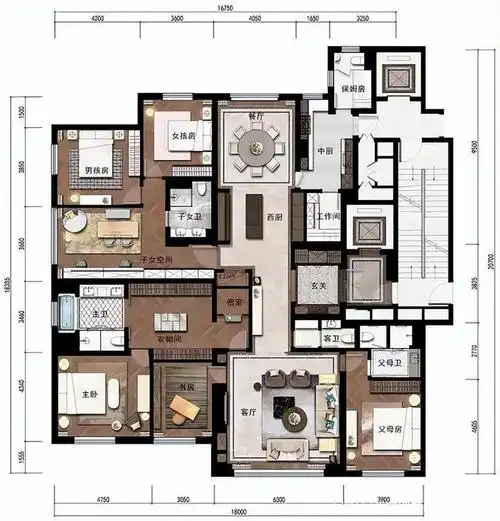 368平米为三代同堂大家庭量身定制的豪宅户型你喜欢么