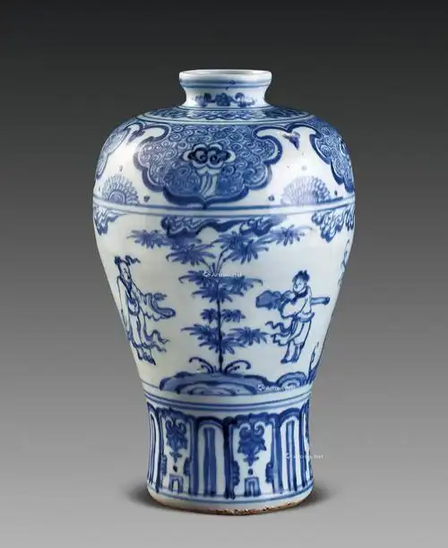 【明空白期 青花人物故事梅瓶】拍卖品_图片_价格_鉴赏_明代青花瓷器