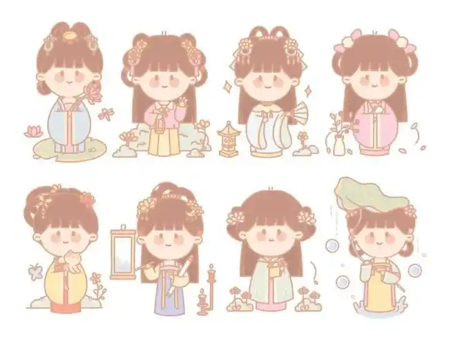 p卡通的古代人简笔画含步骤简笔画|古风少女卡通小女孩手帐人物小姐姐