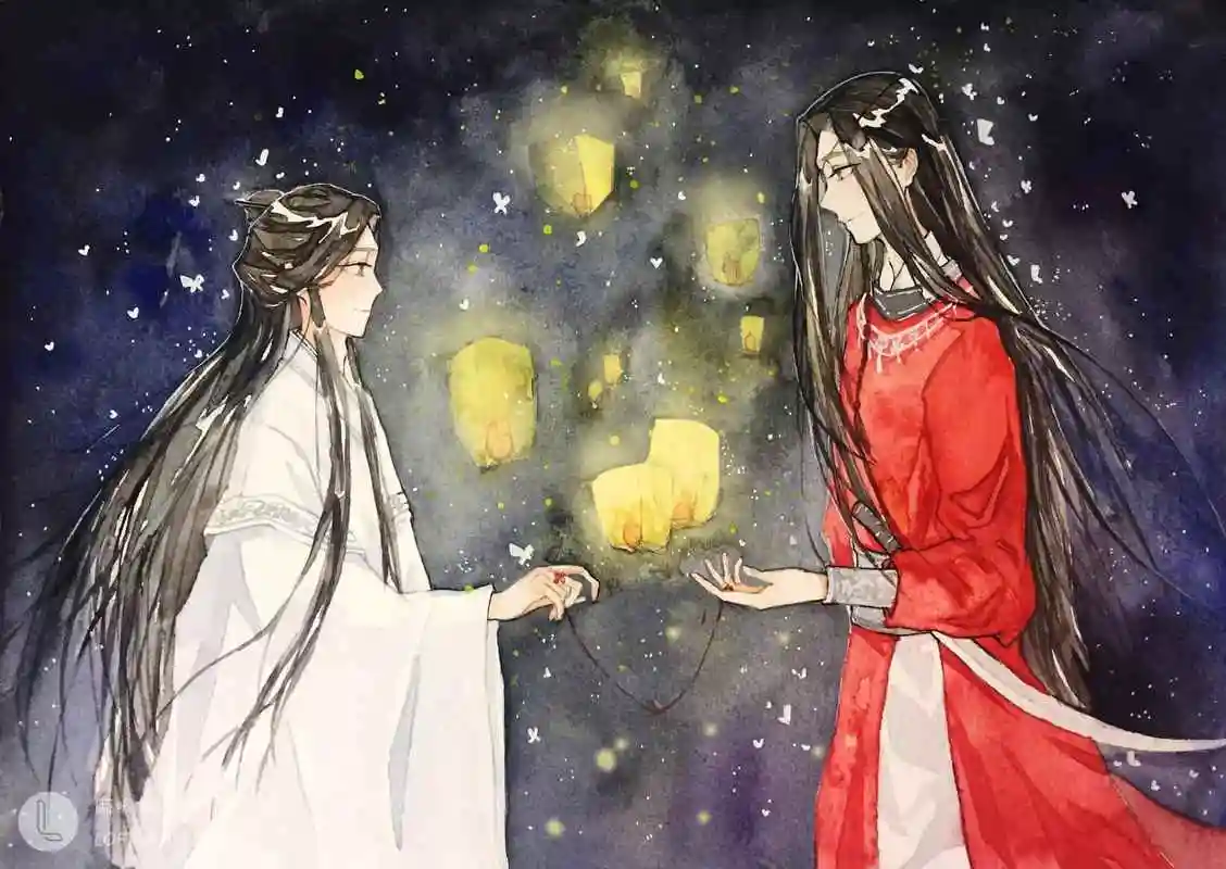 天官赐福古风动漫壁纸,蝴蝶为花醉,花却随风飞!