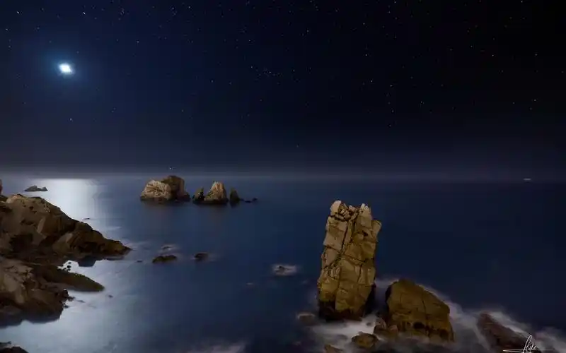 long exposure,sea,stars,horizon,waves,壁纸,高清壁纸自然,风景