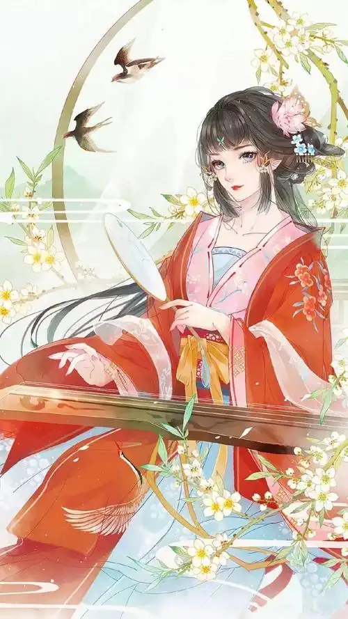 古风女人像人物手绘红衣