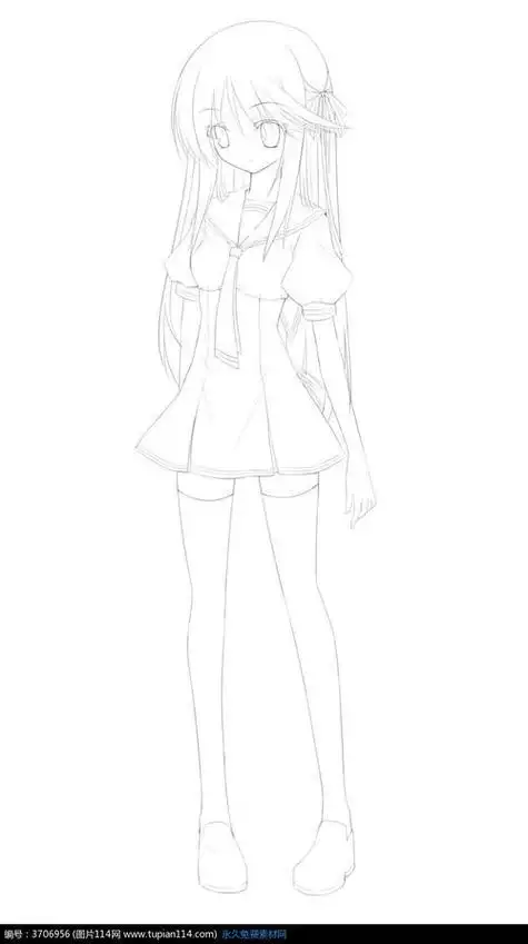 动漫女孩女孩卡通简笔画全身手绘卡通女孩简笔画简笔画卡通小女孩q版