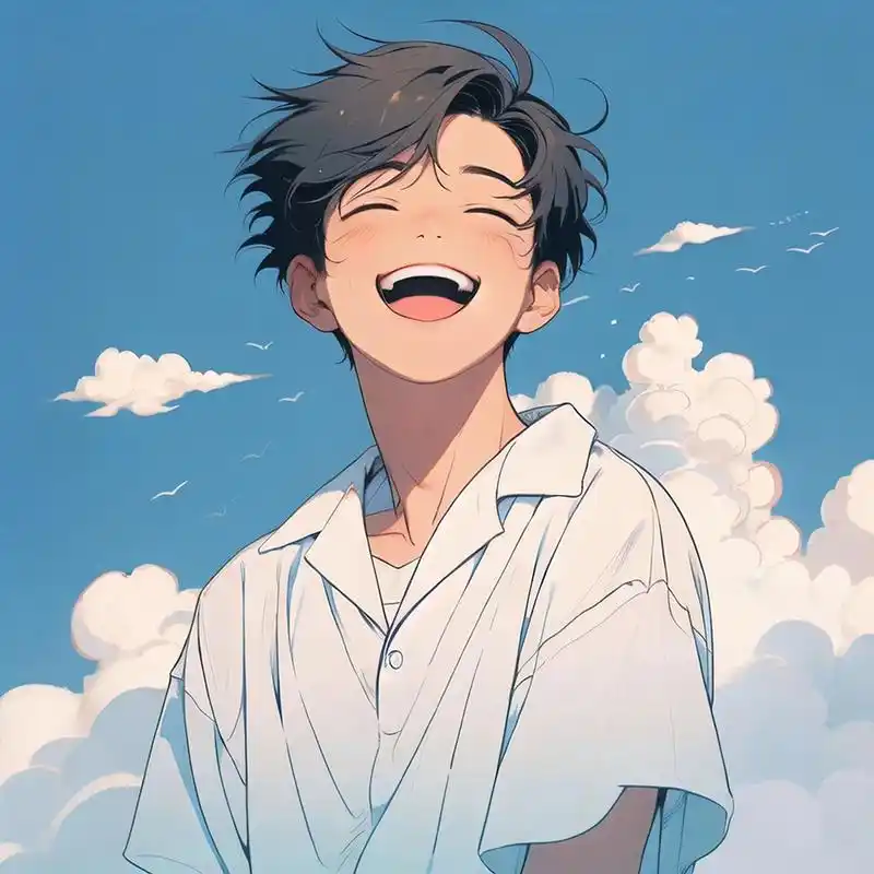 阳光灿烂笑容动漫情侣头像 笑起来像月牙装满了星星,愿你一直拥有如孩