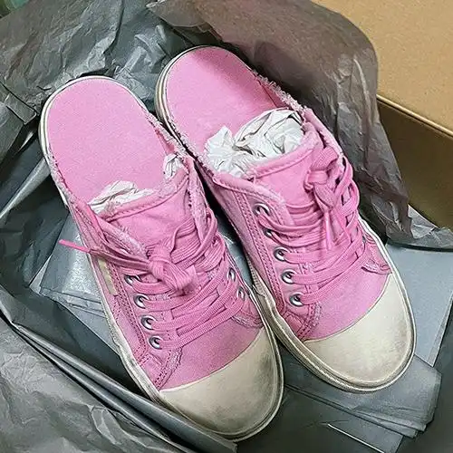 现货秒发超火单品复古做旧情侣破洞半托脏脏休闲鞋帆布鞋 原价468元