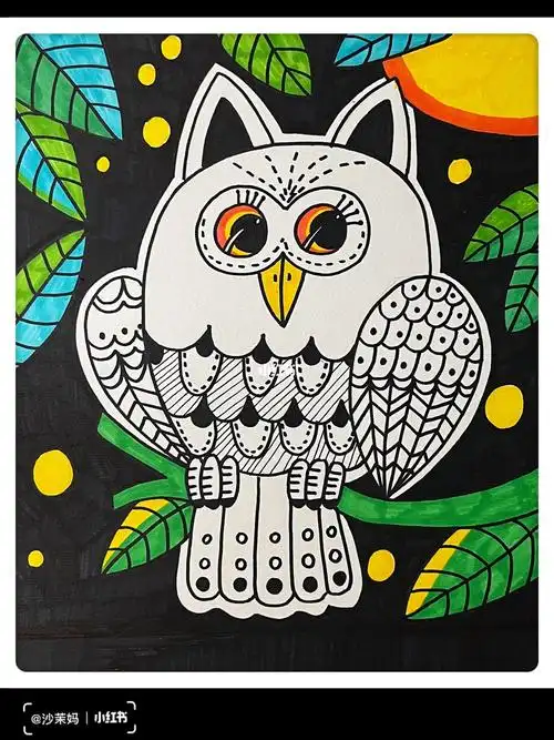 马克笔手绘猫头鹰01