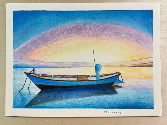 了我过期的古董眼影粉#画画的日常  #彩铅  #彩铅手绘  #彩铅画风景