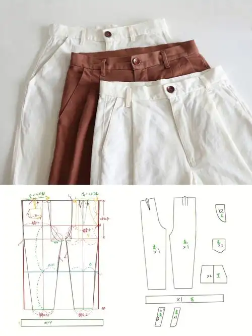 实用主义法式高腰直筒裤裁剪图分享