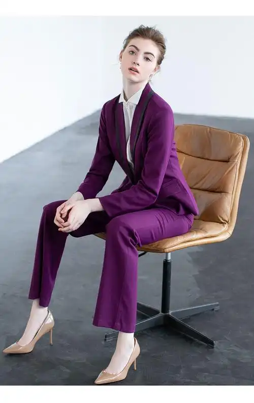 2020秋季新款紫色长袖西装长裤套装px60010pk50010