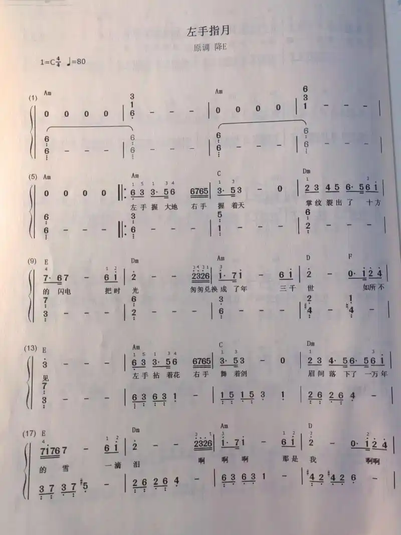 钢琴谱|左手指月 简谱 【收藏夹里面的乐谱都可以长按下载,我会不定期