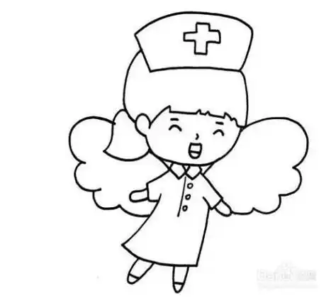 漂亮的白衣天使简笔画步骤