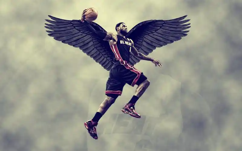 勒布朗·詹姆斯,篮球,黑色的翅膀,创意设计 壁纸