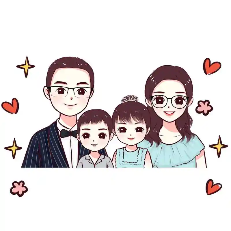 头像设计,一家三口,四口亲子头像,微信头像合集