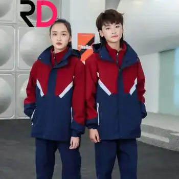 荣典中学生校服冬季冲锋衣定制三件套初中生学院风班服套装高中生棉服